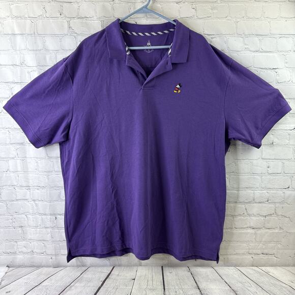 Disney Parks Polo Shirt 2XL Purple Mickey Mouse Embroidered Logo Casual Mens - Picture 2 of 9
